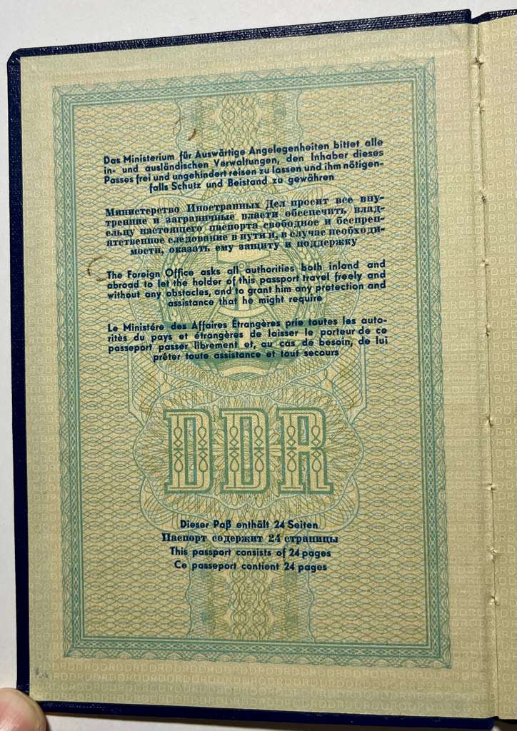 East German DDR  Passport - Large Size - 1958
