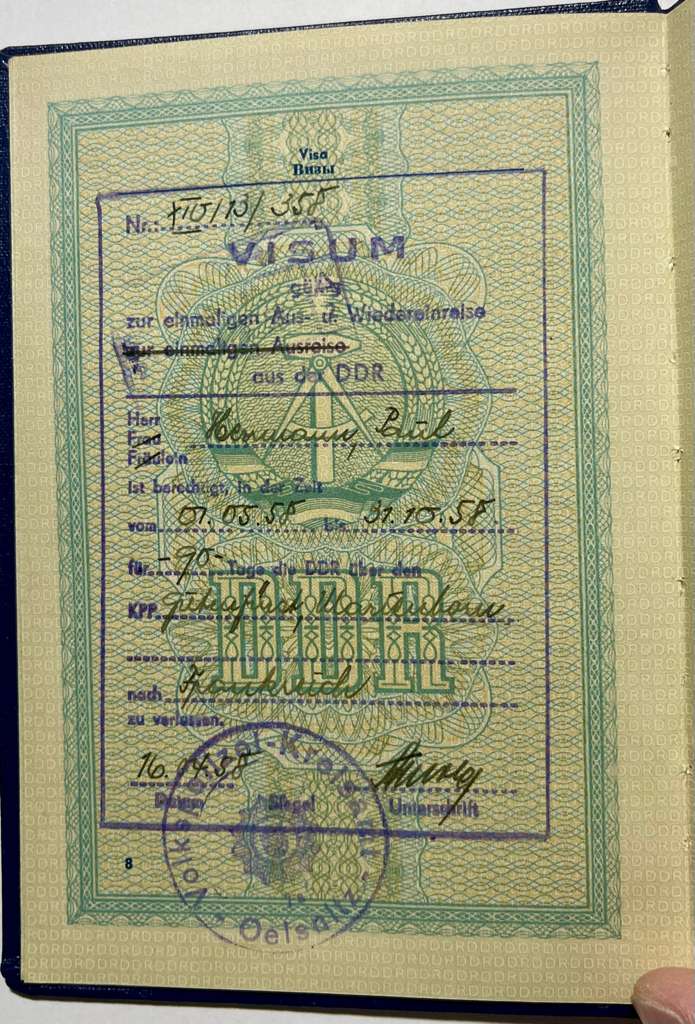 East German DDR  Passport - Large Size - 1958