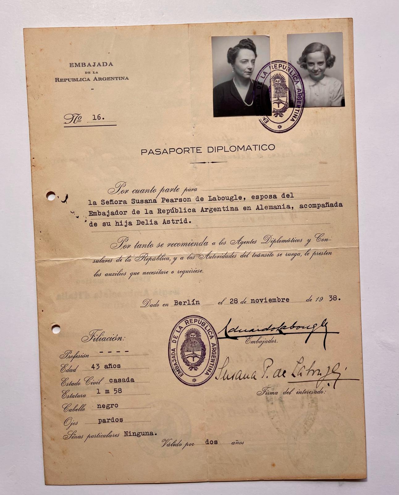 1938 Argentina Diplomatic Passport - Consular Issue in Berlin 3 weeks after Kristallnacht-Rare