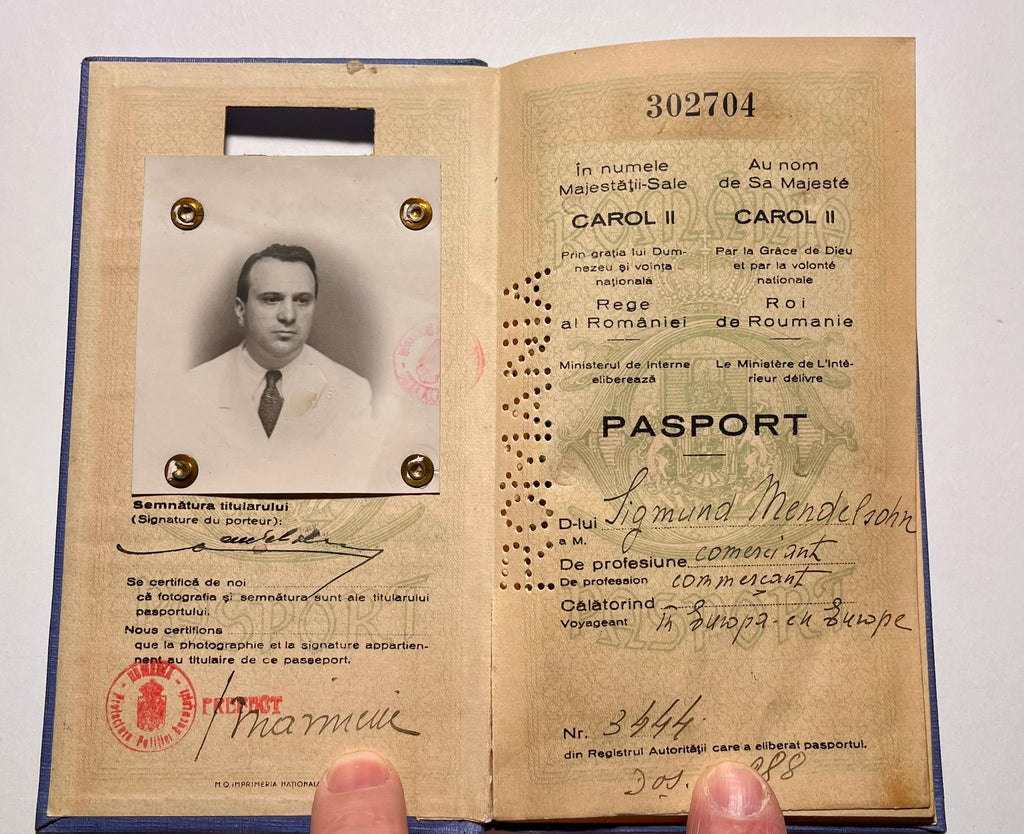 Pre-War Romanian Passport Issued to Jewish Merchant-Restricted to 1 year validity 1938-39-Rare!