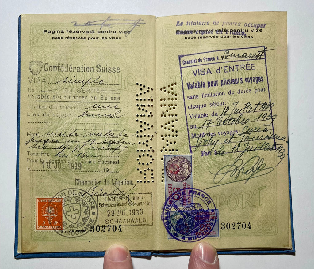 Pre-War Romanian Passport Issued to Jewish Merchant-Restricted to 1 year validity 1938-39-Rare!