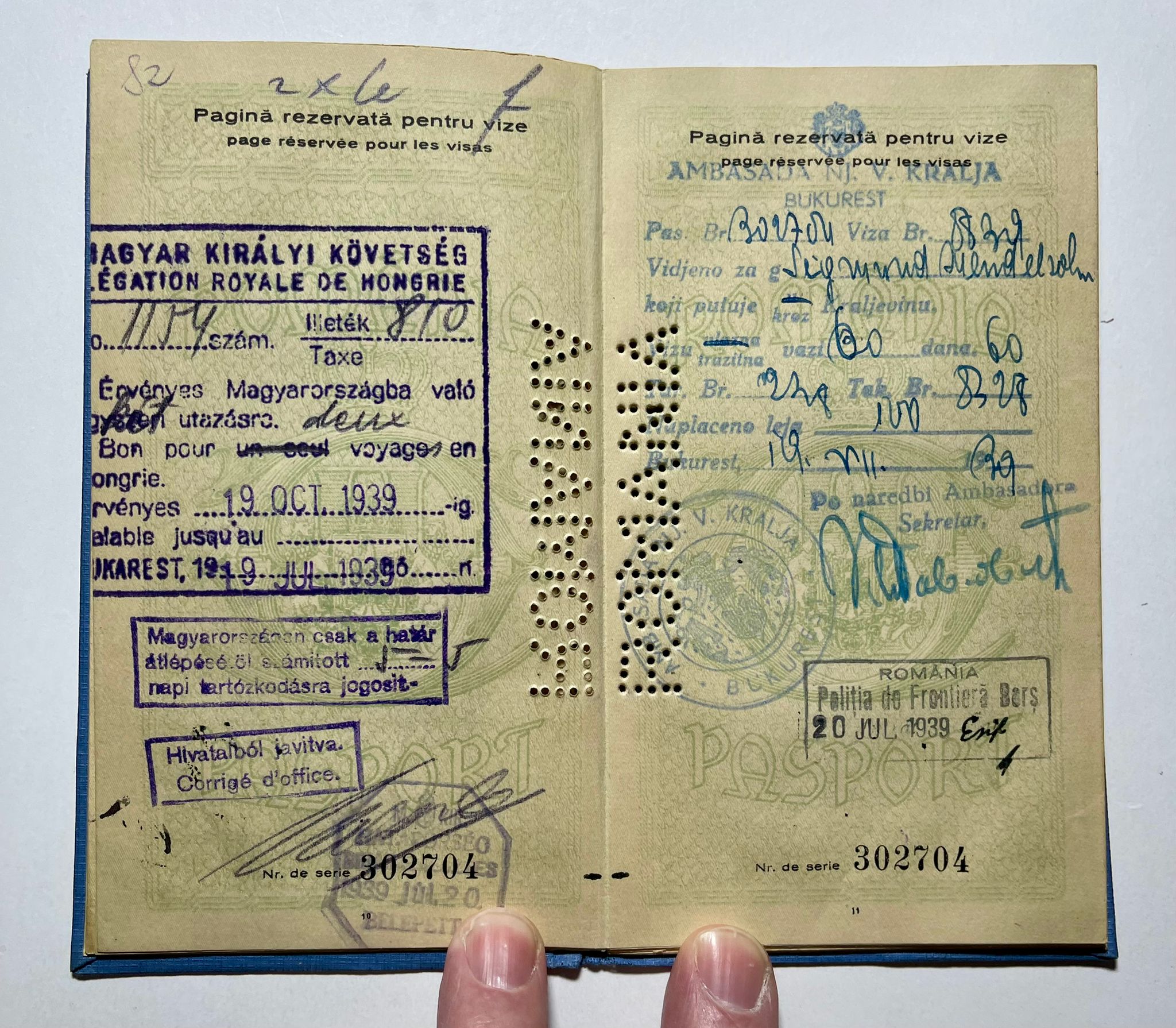 Pre-War Romanian Passport Issued to Jewish Merchant-Restricted to 1 year validity 1938-39-Rare!