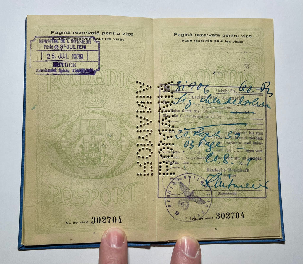 Pre-War Romanian Passport Issued to Jewish Merchant-Restricted to 1 year validity 1938-39-Rare!